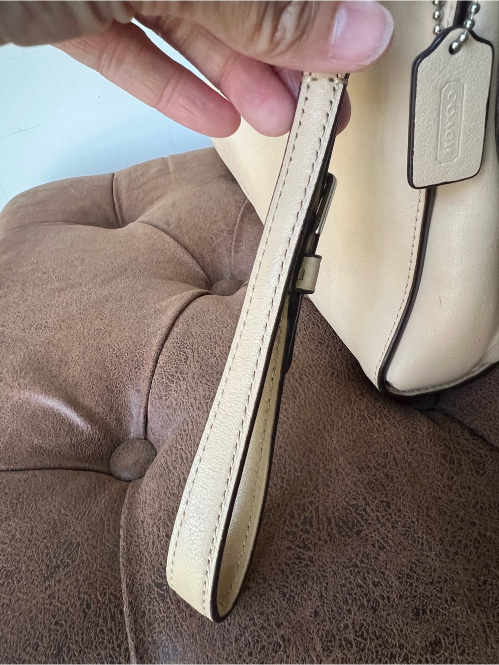 Coach Bleecker Perforated Leather in Beige Wristlet Clutch - Picture 8 of 10